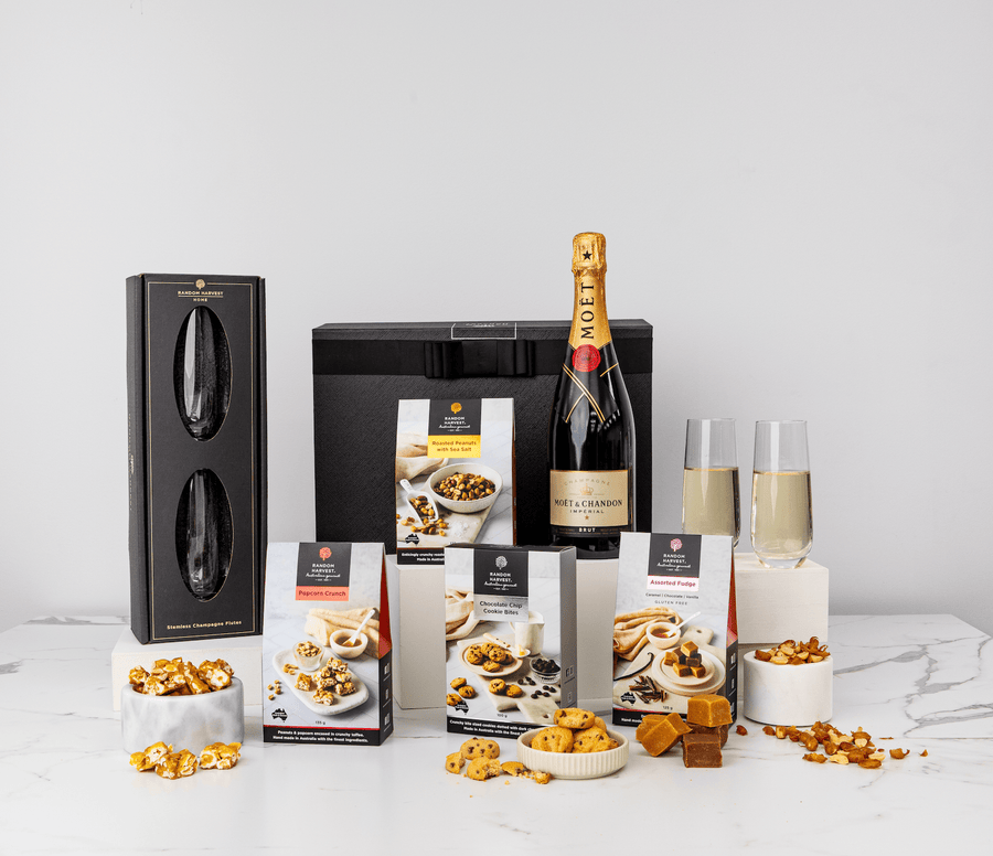 Random Harvest Moët Celebrations Moet Hamper with Champagne Flutes