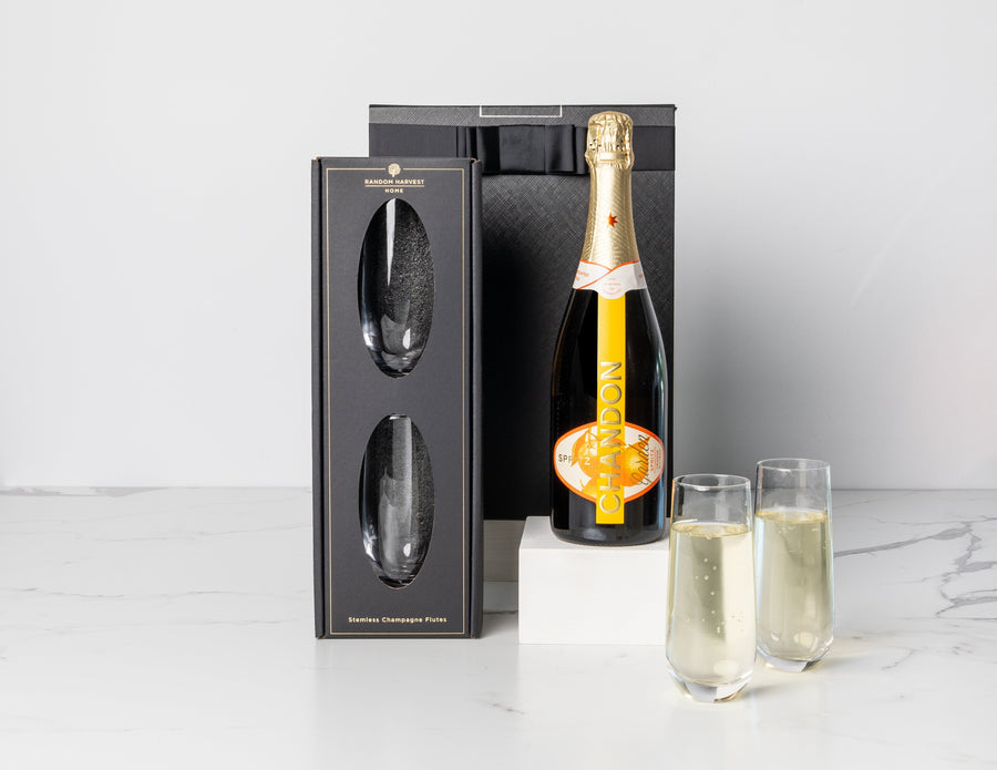 Random Harvest Chandon Spritz with Champagne Flutes Hamper