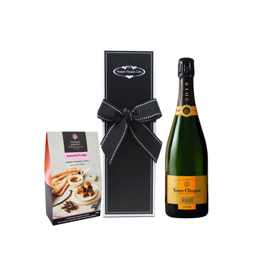Random Harvest Veuve Cliquot Veuve 2015 Vintage Champagne and Handmade Fudge Hamper