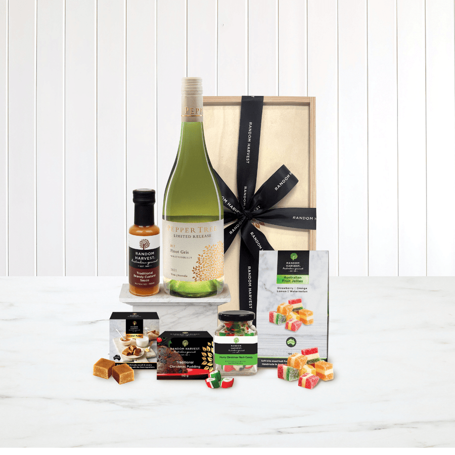 Random Harvest Peppertree Wine White Wine Christmas Indulgence Crate